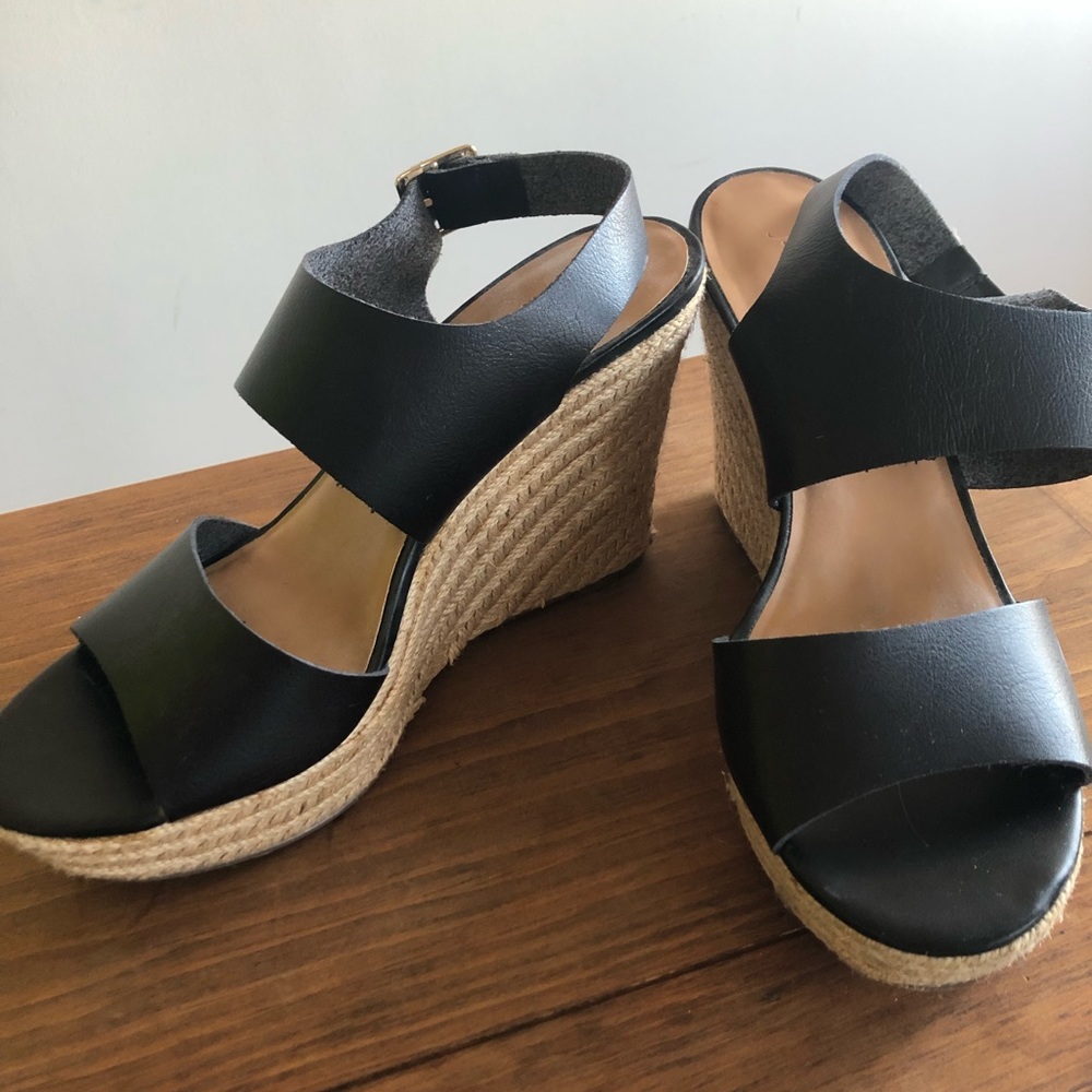 J Crew Leather Wedge Sandals